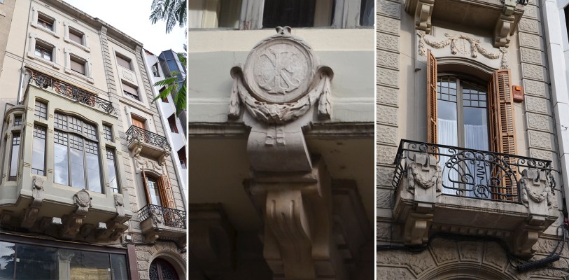 Detalle de la tribuna de la casa Xam-mar en la avenida Blondel de Lleida. Cecília López